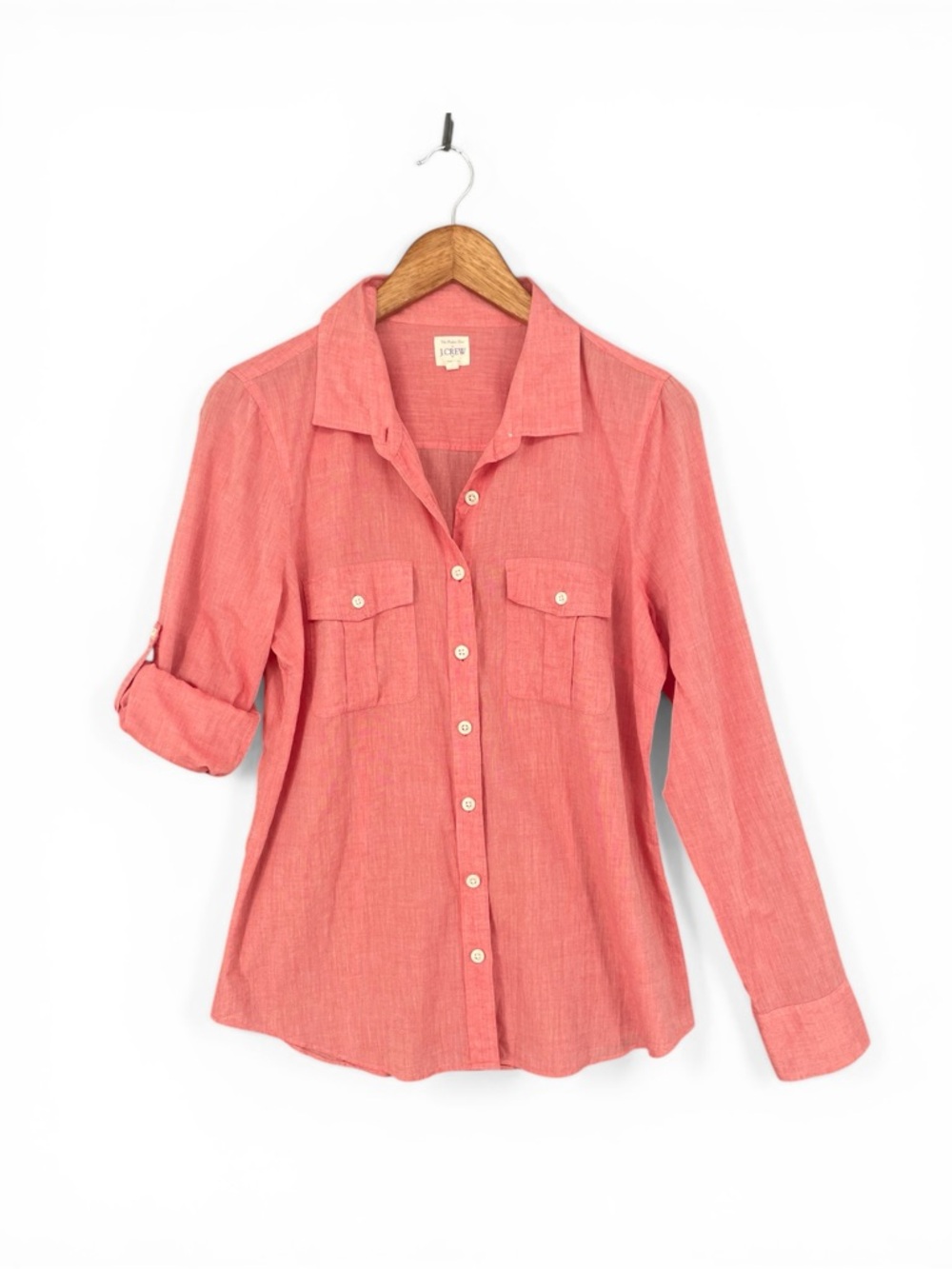 J.Crew Factory “The Perfect Shirt” Roll‑Tab Long‑Sleeve Button‑Down